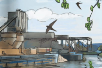 Aquarelle de la collection "Le port de Bonneuil à tire d’ailes" - Agrandir l'image, fenêtre modale