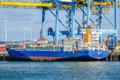 Le MV Trouper fait une escale sur le terminal TNMSC au Havre - Enlarge image, modal window