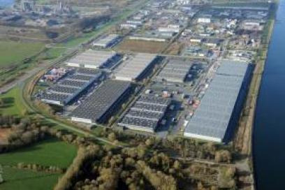 Vue aérienne de l'entrepôt Prologis au Havre - Agrandir l'image, fenêtre modale