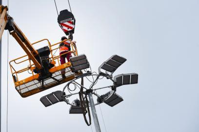 Installation d'éclairage LED sur le terminal TCMD du port de Rouen - Agrandir l'image, fenêtre modale