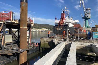 Travaux d'allongement du quai de QPC - HAROPA PORT - Agrandir l'image, fenêtre modale