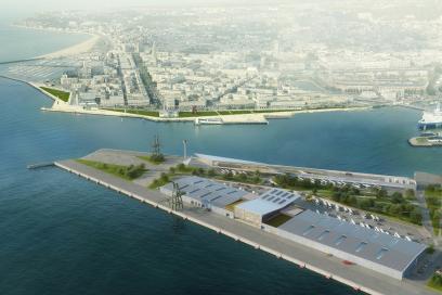 Vue aerienne sur le projet de réaménagement du terminal croisière de la Pointe de Floride - Agrandir l'image, fenêtre modale