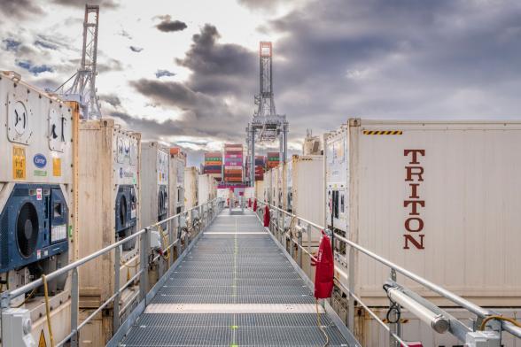 Alignement de conteneurs reefer à Port 2000 au port du Havre - Enlarge image, modal window
