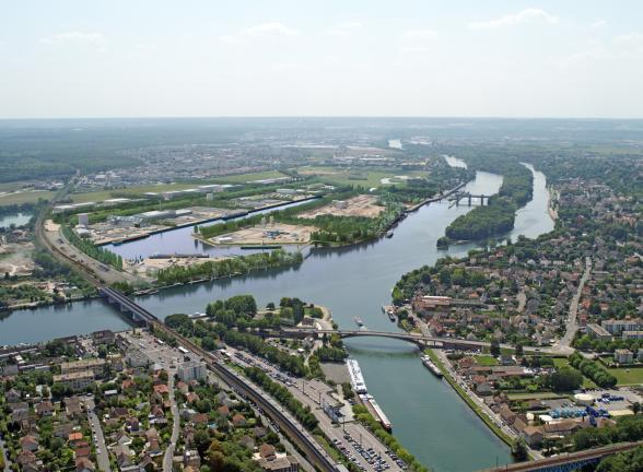 vue aérienne de plaine dAchères (Yvelines, 78), - Agrandir l'image, fenêtre modale