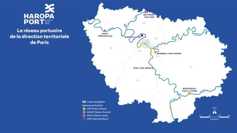 Le réseau portuaire de la direction territoriale de Paris - Agrandir l'image, fenêtre modale